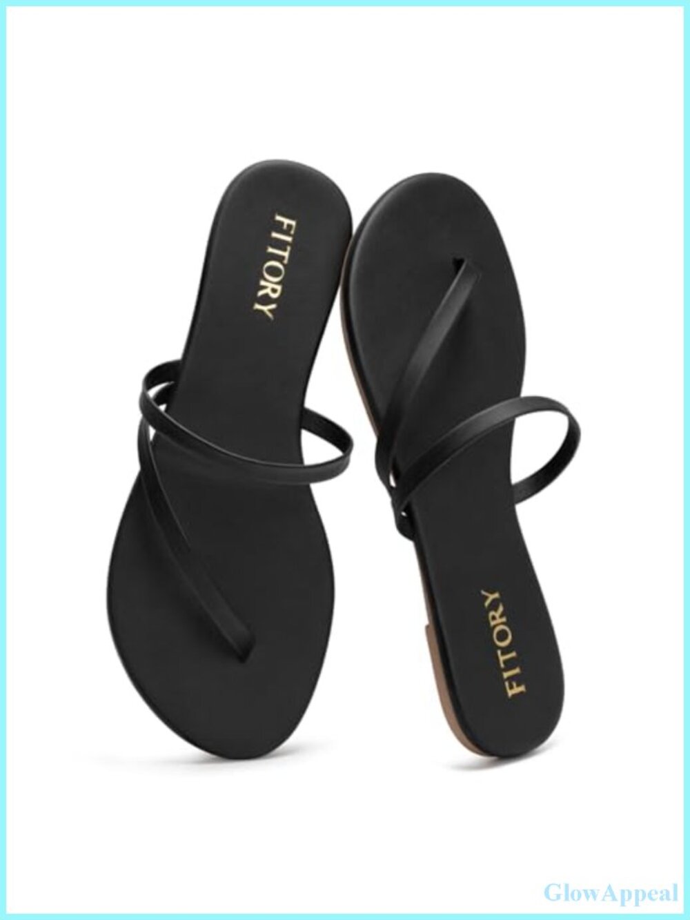 FITORY Womens Strappy Flip Flops Flat Sandals Faux Leather